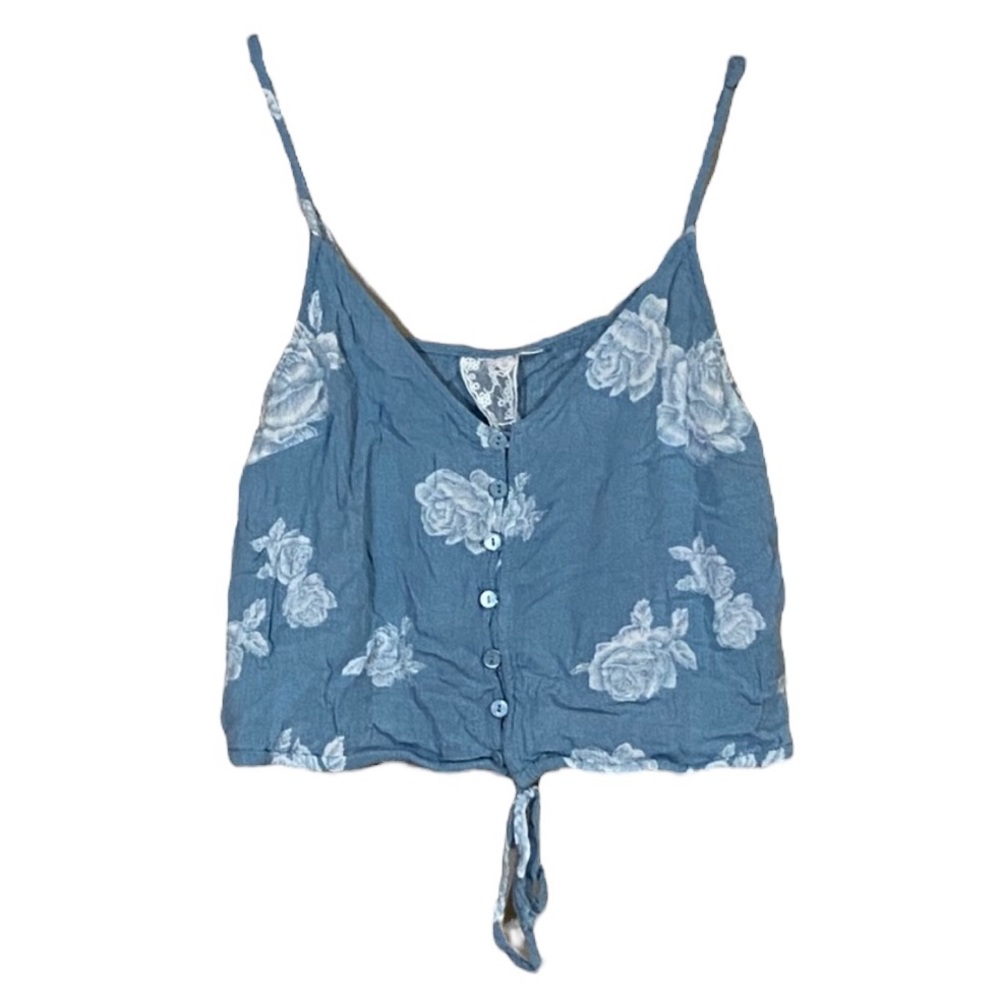 Light Blue & White Sadie & Sage Floral Design Tank Top Shirt Women’s Size Medium